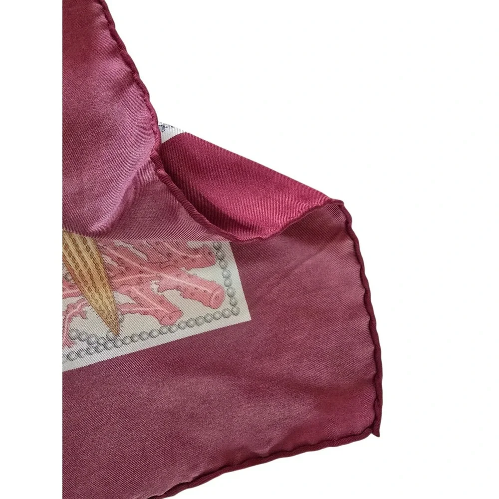 Gucci Vintage Silk Square Scarf Pesci Sea Life Fish - Flaw Color Bleeding 33